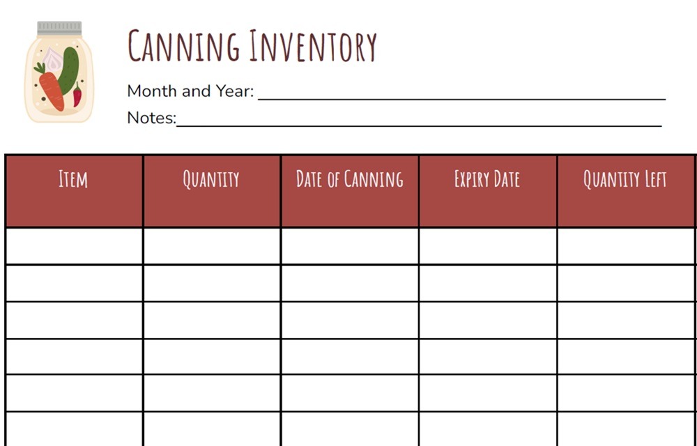 Canning Inventory