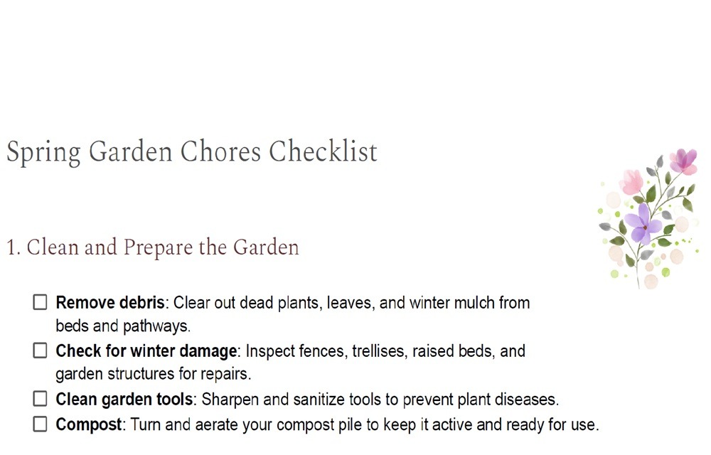 Spring Garden Chores Checklist
