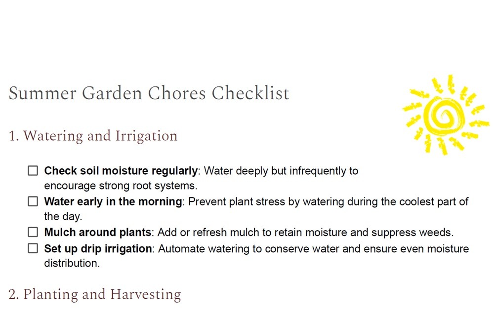 Summer Garden Chores Checklist